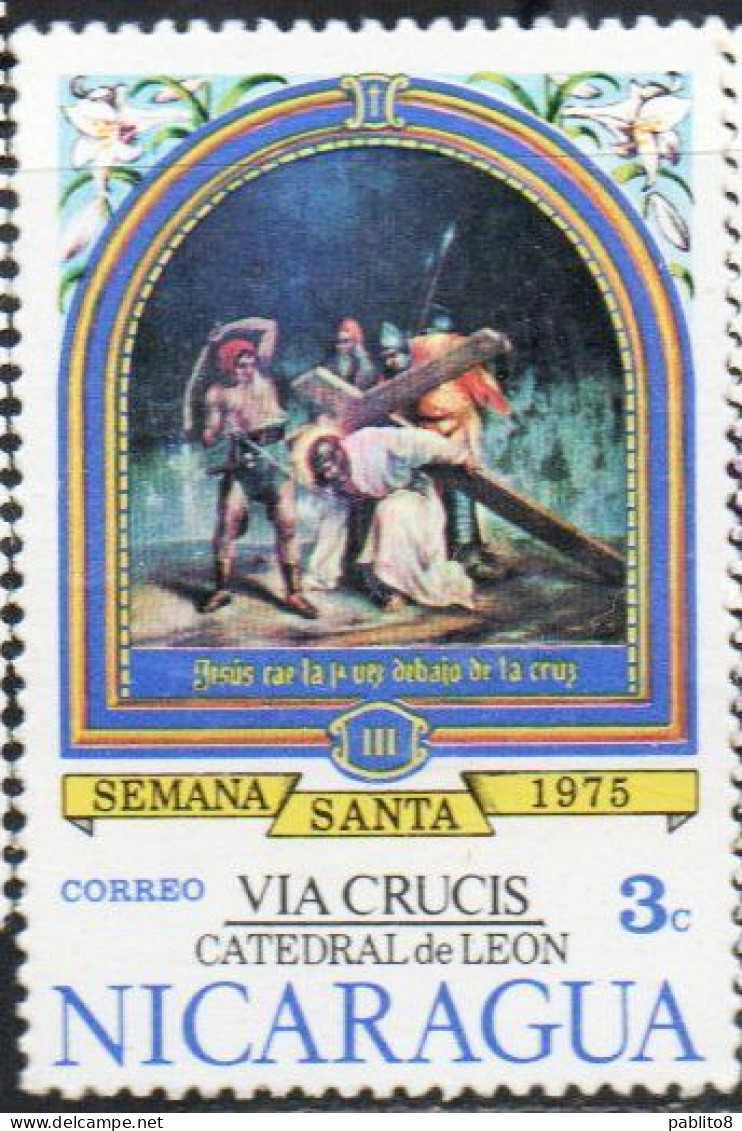 NICARAGUA 1975  EASTER STATION OF THE CROSS JESUS FALLS THE FIRST TIME 3c MNH - Nicaragua