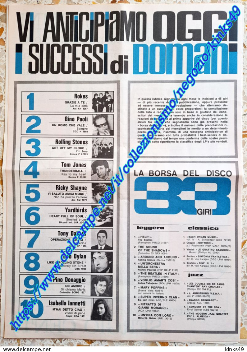 B243> < NUOVI SUCCESSI E CLASSIFICA 33 GIRI > Pagina Da MUSICA E DISCHI = DICEMBRE 1965 - Objets Dérivés