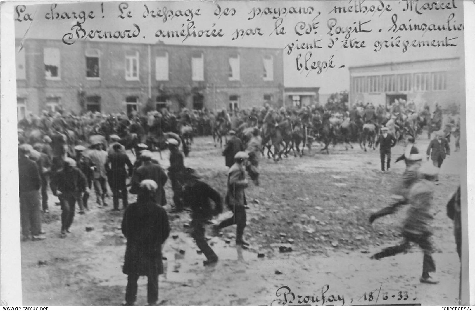 80-BRAY-SUR-SOMME- FERME DE BRONFAY- 10 CARTES PHOTOS- 1933 - MANIFESTATION DANS LA COUR DE LA FERME