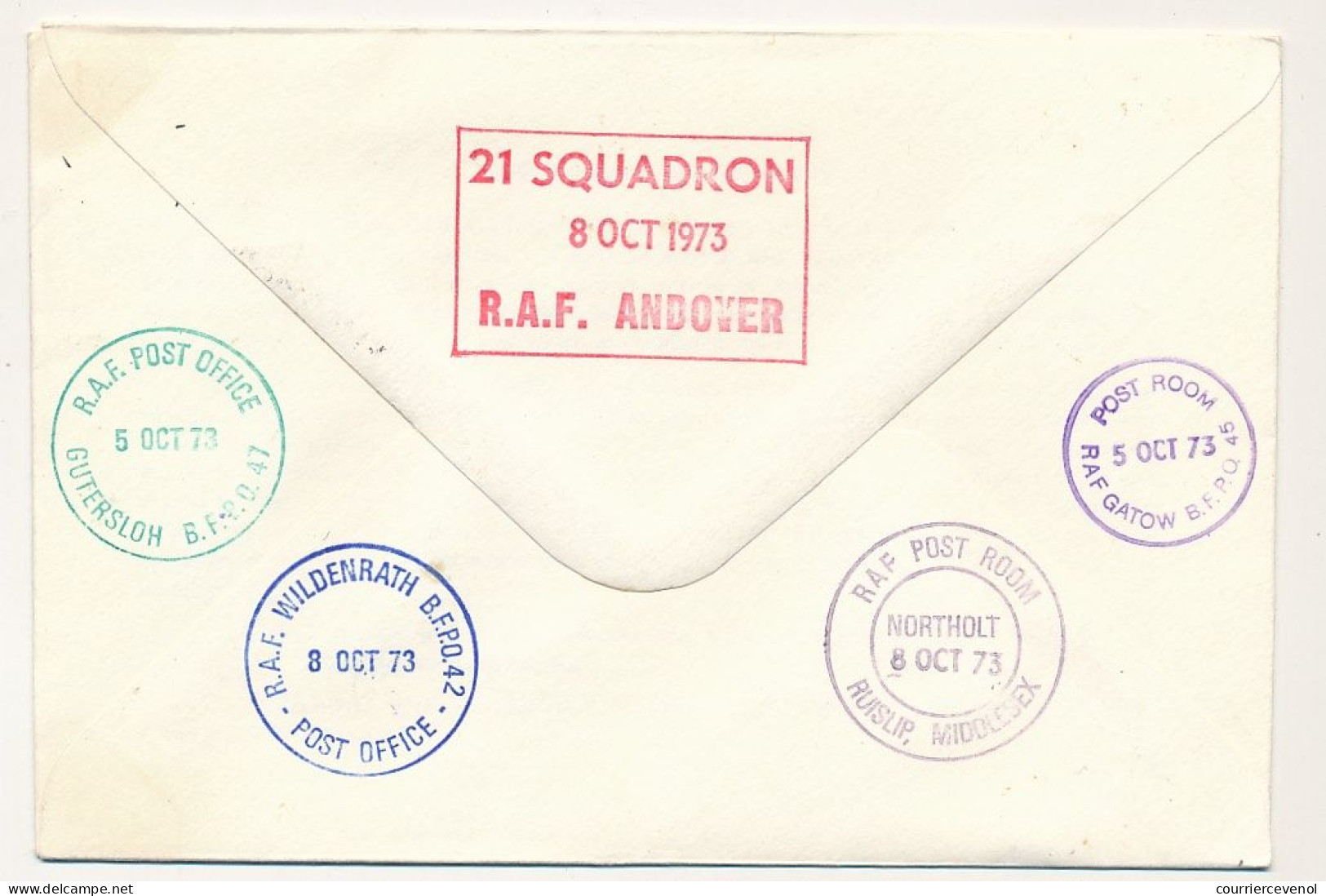 GRANDE BRETAGNE - Env. 15eme Anniversaire Raflet Stamp Club - British Forces Postal Service -1 Oct. 1973 - Covers & Documents