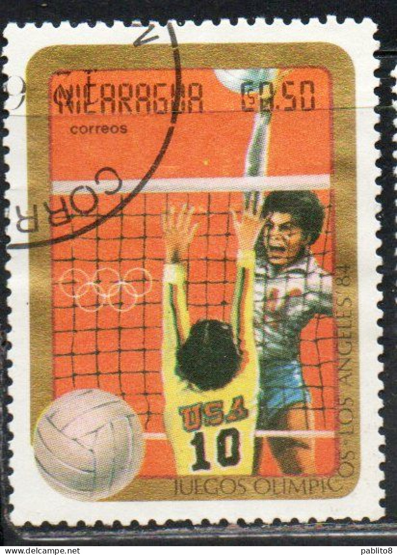 NICARAGUA 1984 SUMMER OLYMPIC GAMES LOS ANGELES VOLLEYBALL 0.50c USED USATO OBLITERE' - Nicaragua