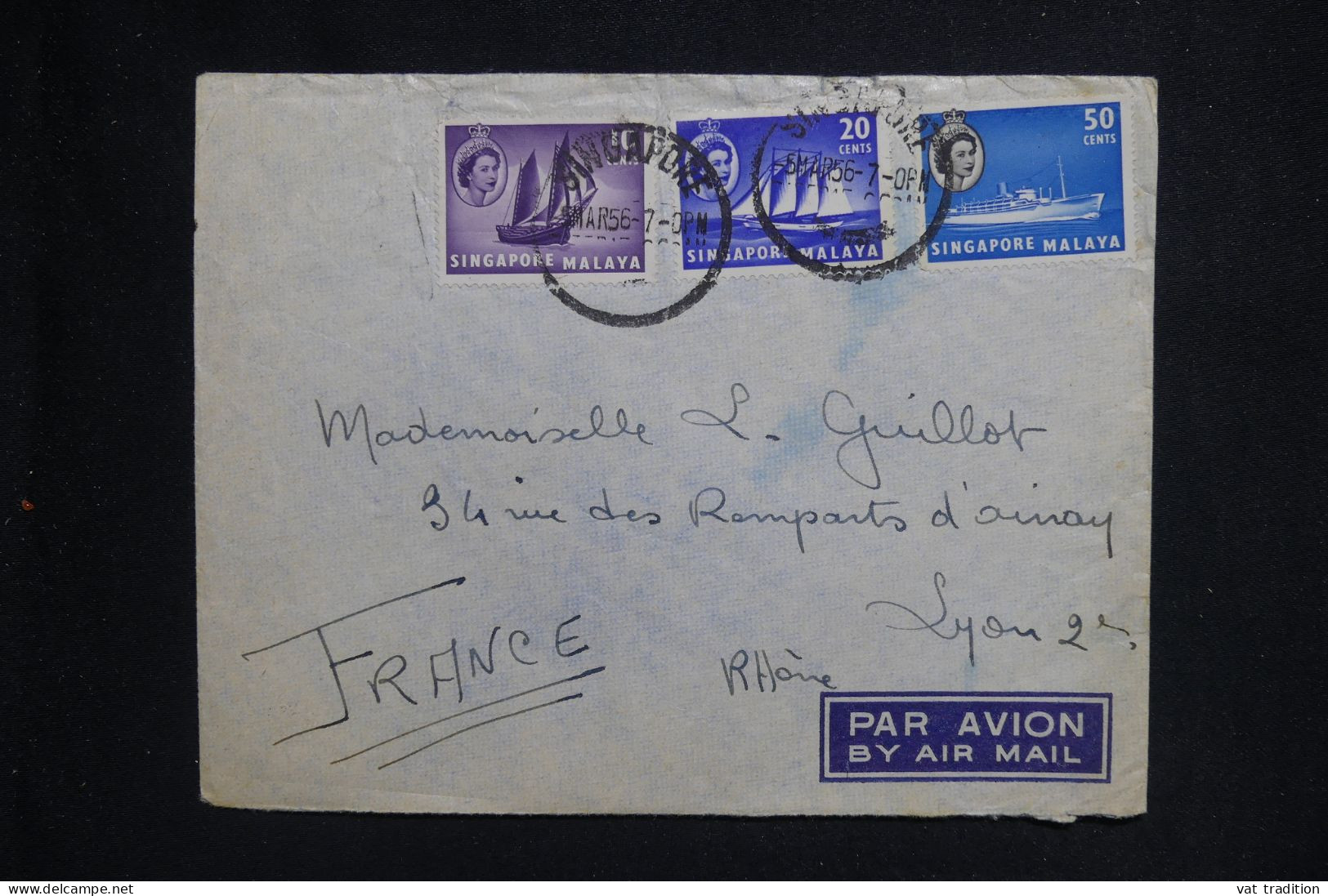 SINGAPOUR - Enveloppe Pour La France En 1956  - L 143503 - Singapur (...-1959)