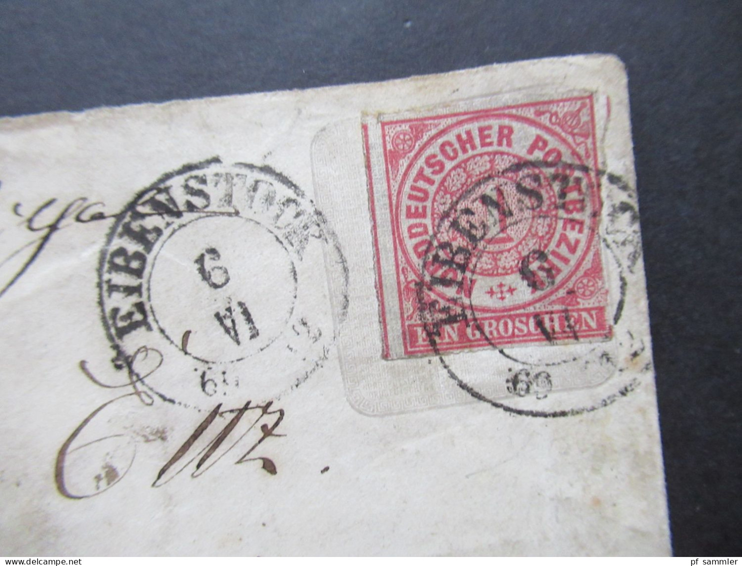 AD NDP 1869 GA Umschlag 1 Groschen Auf Umschlag Von Sachsen U 57 A Stempel K2 Eibenstock Und Rücks. K1 2. Ausgabe - Interi Postali