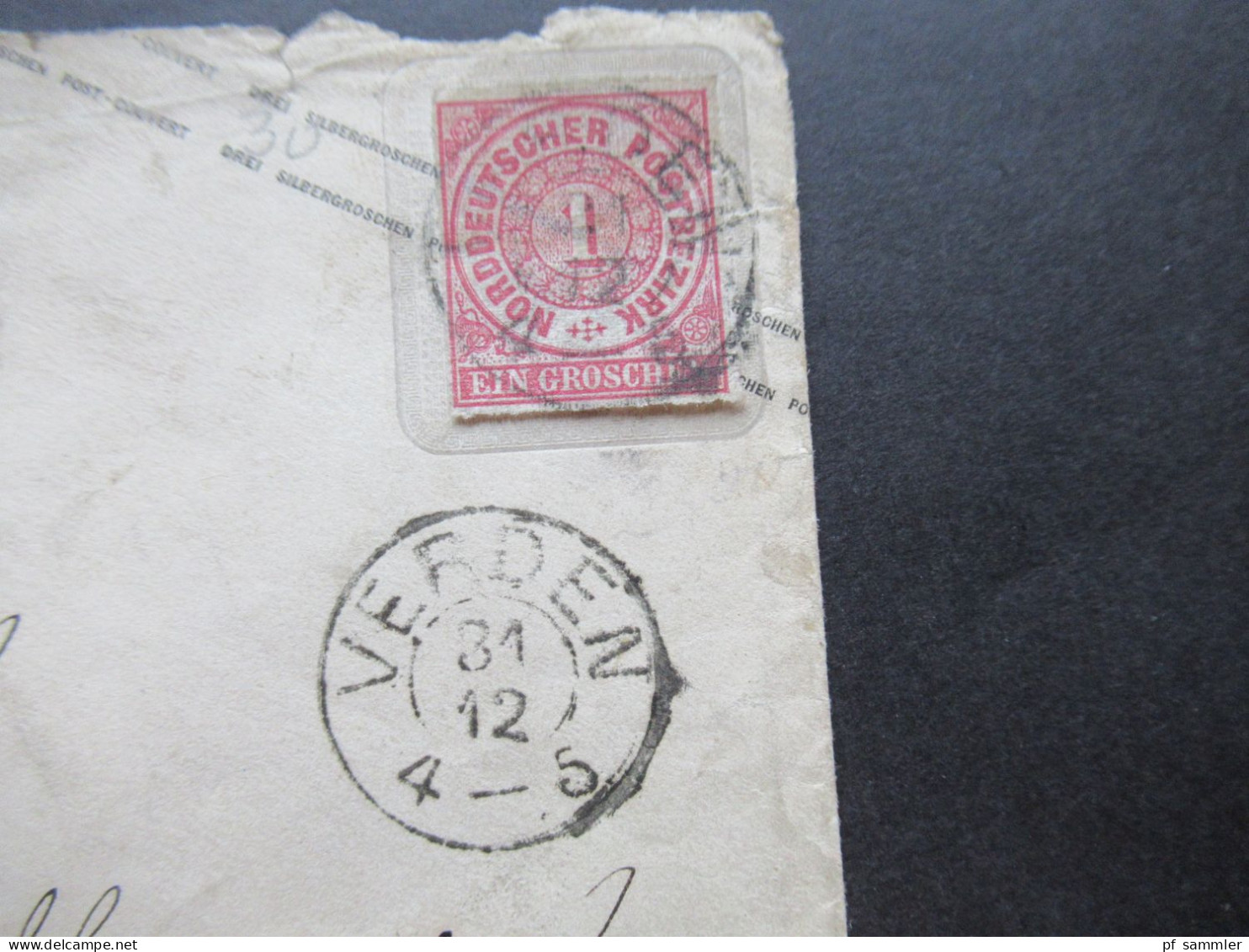 AD NDP 1867 GA Umschlag 1 Groschen Auf Umschlag Von Preußen U 30 A Stempel K2 Verden Und Ank. K2 Hannover - Postal  Stationery