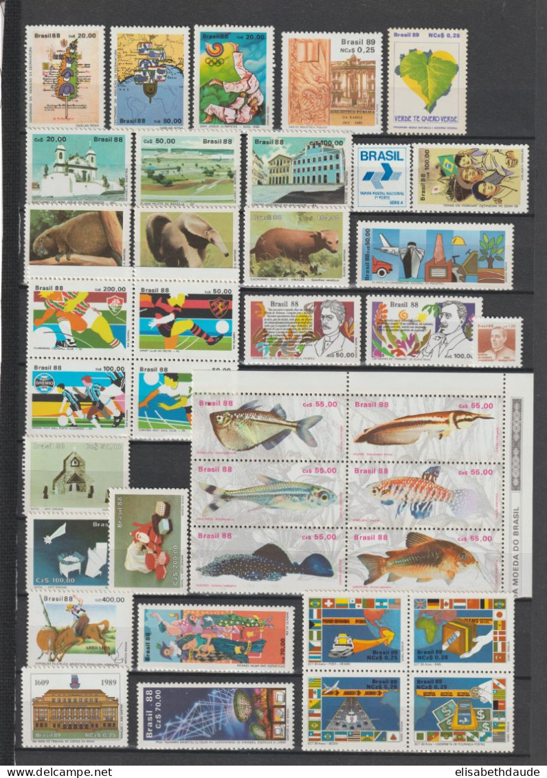 BRESIL - 1987/1989 - COLLECTION 3 PAGES ** MNH - COTE YVERT = 98.7 EUR. - - Collections, Lots & Séries