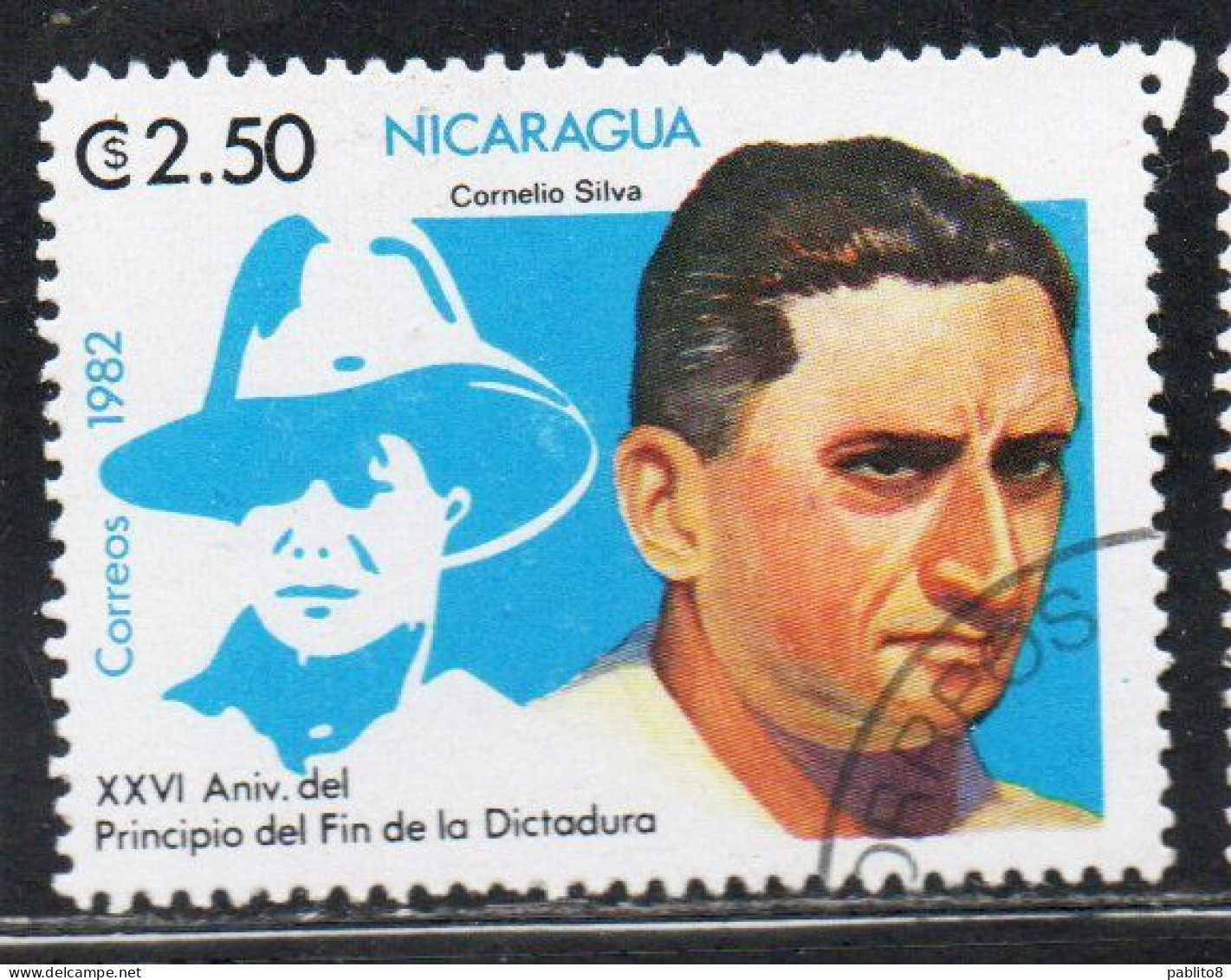 NICARAGUA 1982 DICTATORSHIP CORNELIO SILVA 2.50cor USED USATO OBLITERE' - Nicaragua