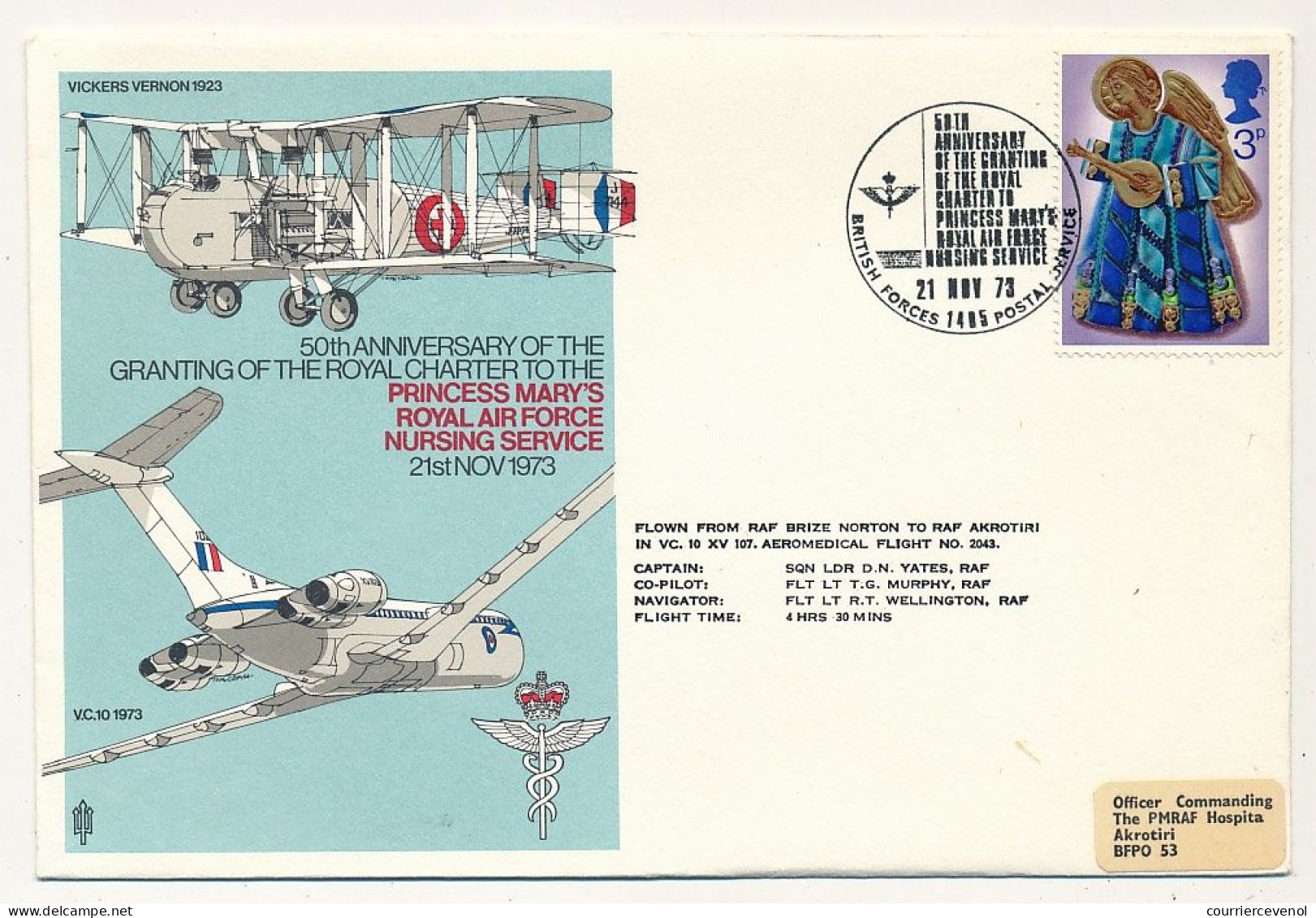 GRANDE BRETAGNE - Env. 50eme Anniv. RAF Nursing Service - British Forces Postal Service - 21 Nov 1973 - Storia Postale