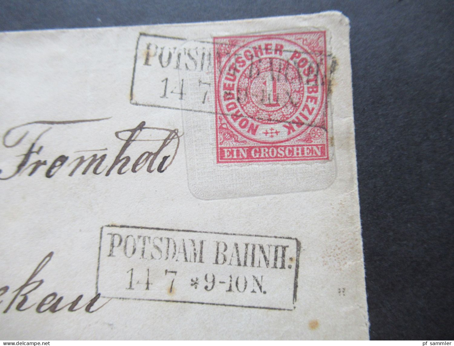 AD NDP 1865 GA Umschlag 1 Groschen Auf Umschlag Von Sachsen U 51 A  Stempel Ra2 Potsdam Bahnh. - Postal  Stationery