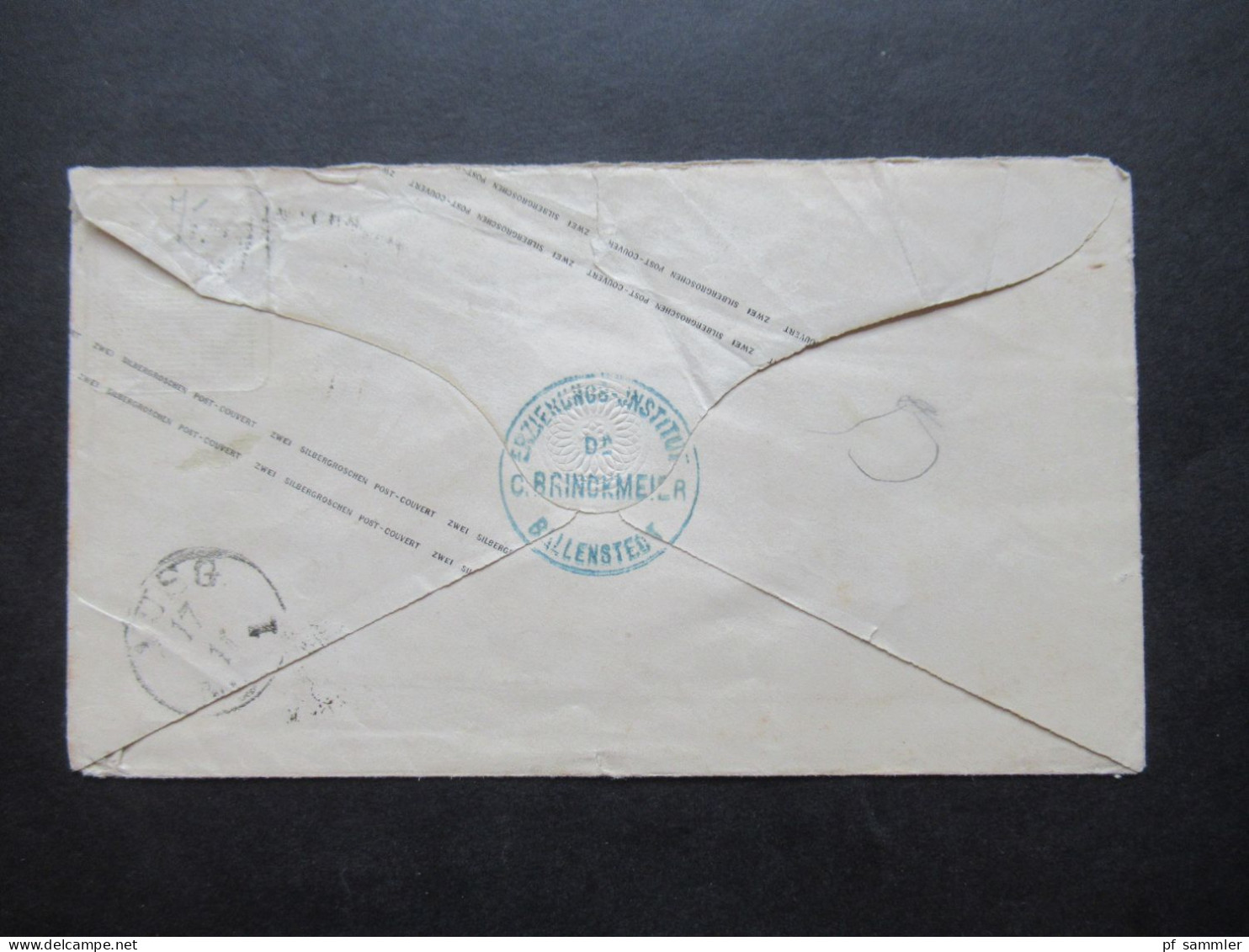 AD NDP 1863 GA Umschlag 2 Groschen Auf Umschlag Von Preußen U 31 A  Stempel Ra2 Ballenstedt An Die Gräfin Von Herzberg - Enteros Postales