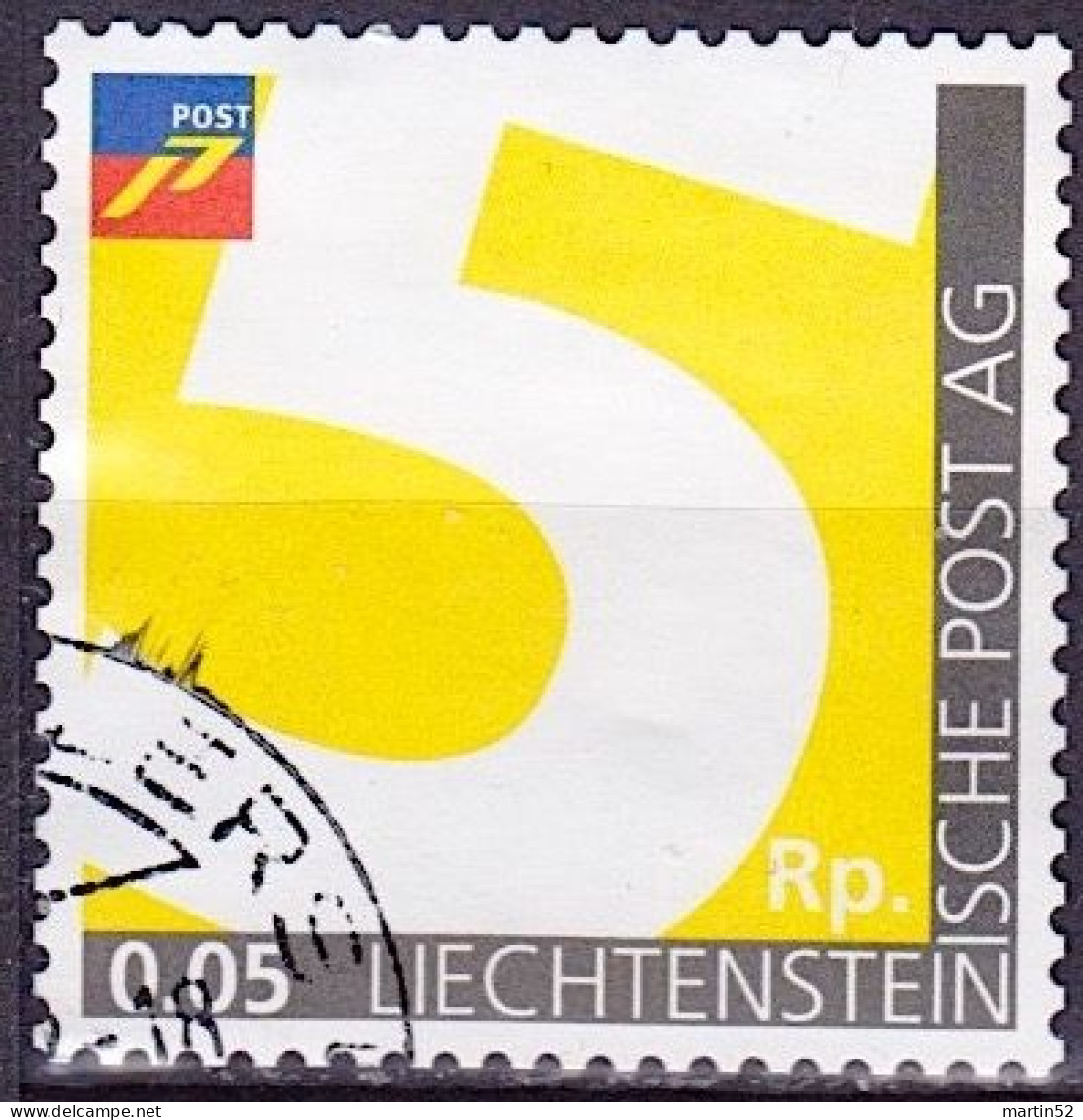 LIECHTENSTEIN 2022: Ergänzungswert (5 Rp) Spezial-Ausgabe Zur Tarif-Erhöhung Mit Eck-Stempel BALZERS 22-18 - Gebruikt