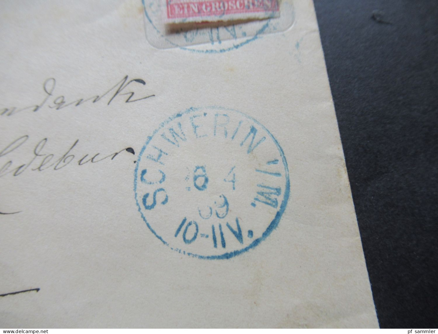 AD NDP 1869 GA Umschlag 1 Groschen Auf Umschlag Von Mecklenburg-Strelitz U 9 A Blauer Stempel K1 Schwerin I/M - Ganzsachen