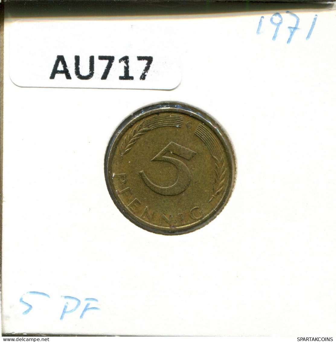 5 PFENNIG 1971 G BRD DEUTSCHLAND Münze GERMANY #AU717.D - 5 Pfennig