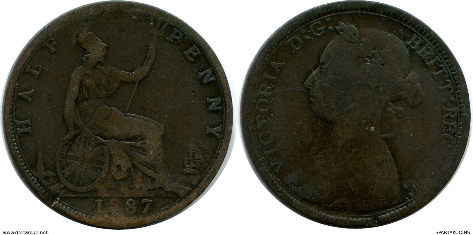 HALF PENNY 1887 UK GRANDE-BRETAGNE GREAT BRITAIN Pièce #AZ616.F - C. 1/2 Penny