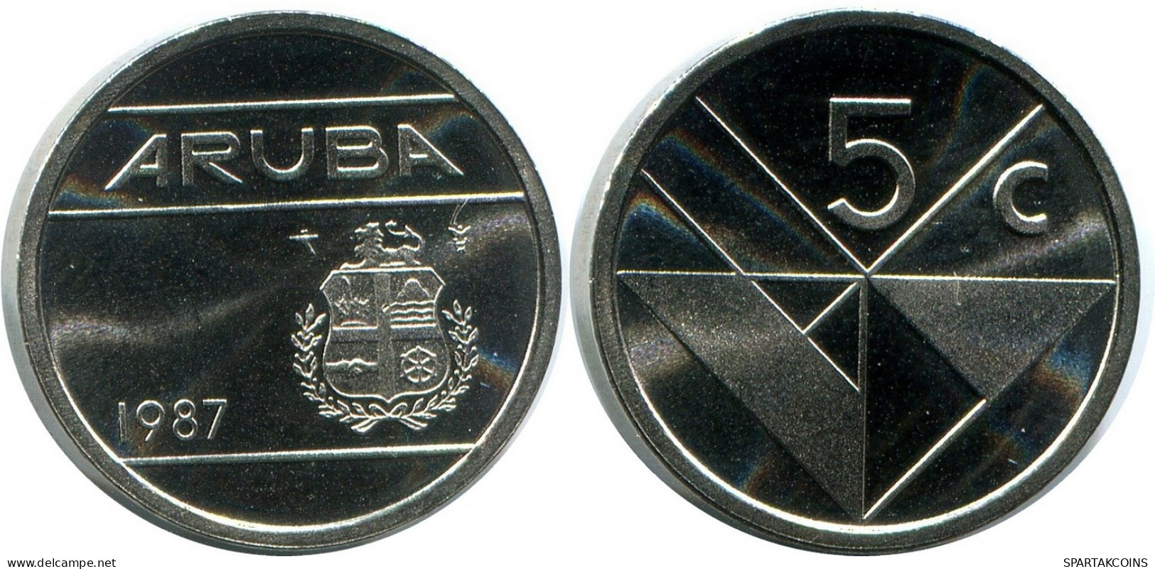 5 CENTS 1987 ARUBA Coin (From BU Mint Set) #AH110.U - Aruba