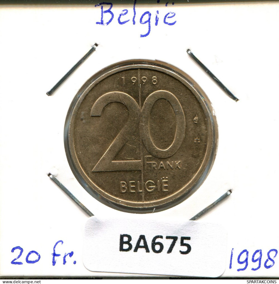 20 FRANCS 1998 DUTCH Text BELGIUM Coin #BA675.U - 20 Francs