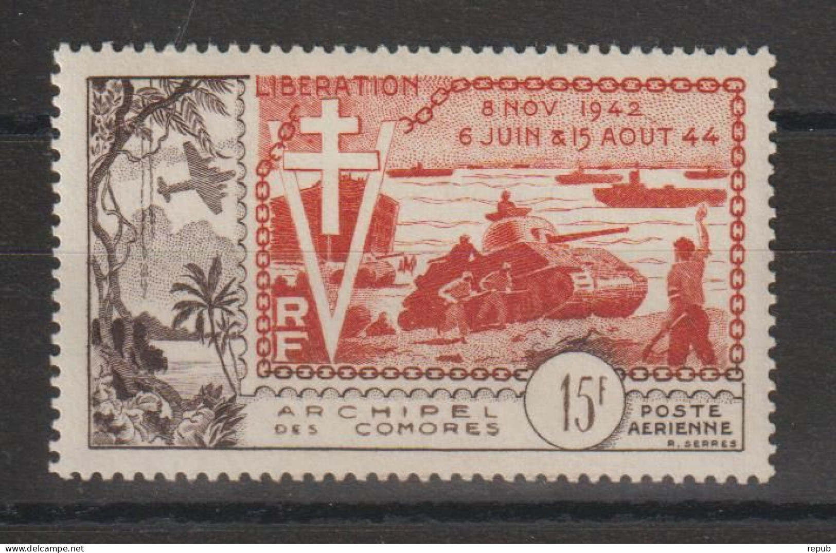 Comores 1954 Libération PA 4, 1 Val ** MNH - Poste Aérienne