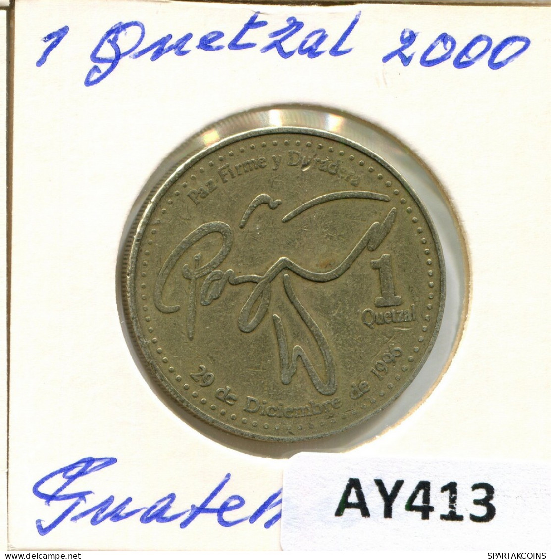 1 QUETZAL 2000 GUATEMALA Coin #AY413.U - Guatemala
