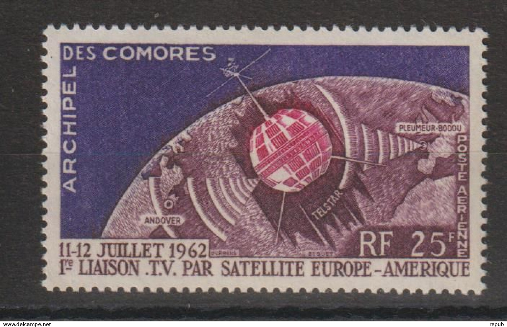 Comores 1962 Télécommunications PA 7, 1 Val ** MNH - Poste Aérienne