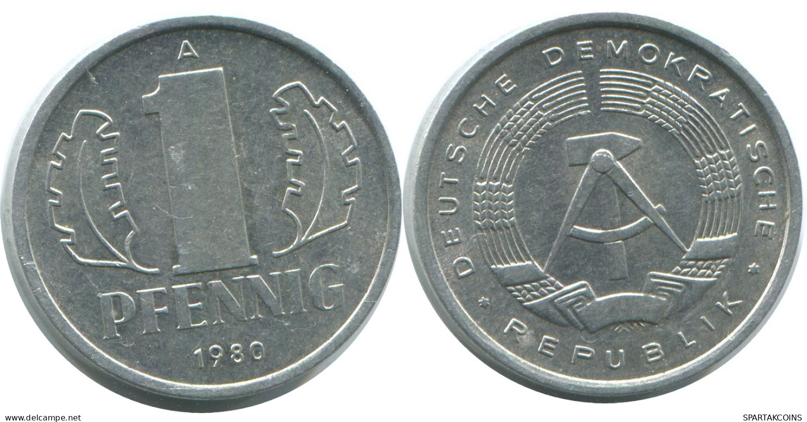 1 PFENNIG 1980 A DDR EAST ALEMANIA Moneda GERMANY #AE059.E - 1 Pfennig