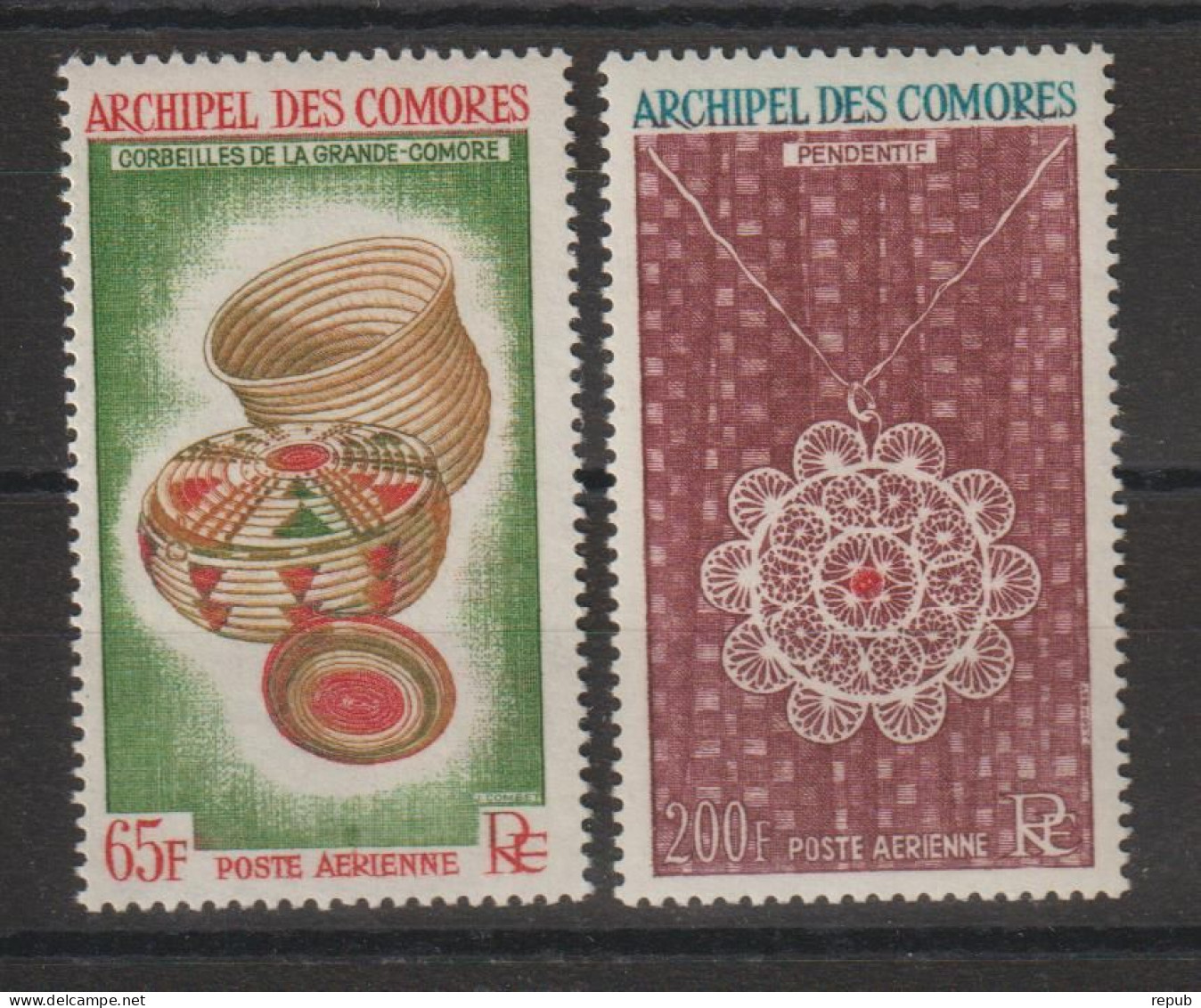 Comores 1963 Artisanat PA 8-9, 2 Val ** MNH - Poste Aérienne