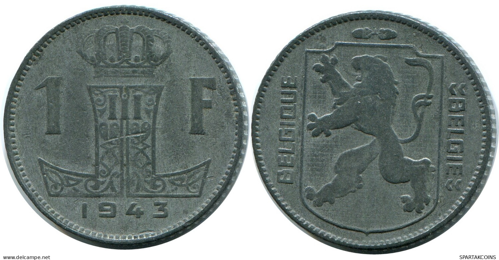 1 FRANC 1943 BELGIQUE-BELGIE BELGIQUE BELGIUM Pièce #BA706.F - 1 Franc