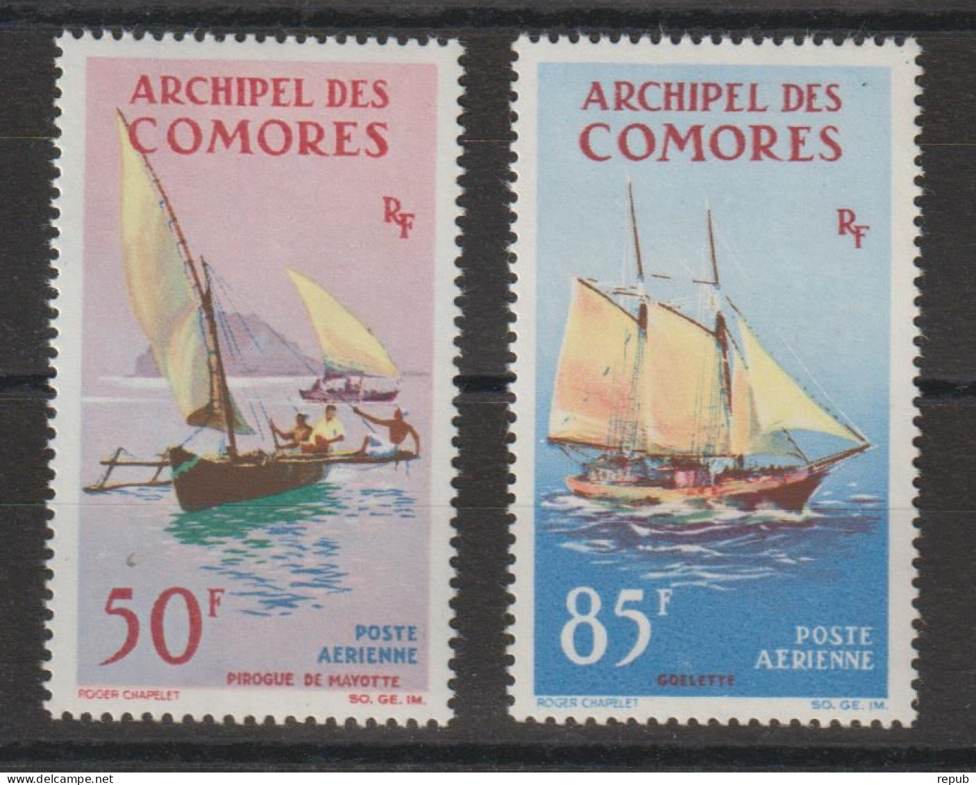 Comores 1964 Bateaux PA 10-11, 2 Val ** MNH - Posta Aerea