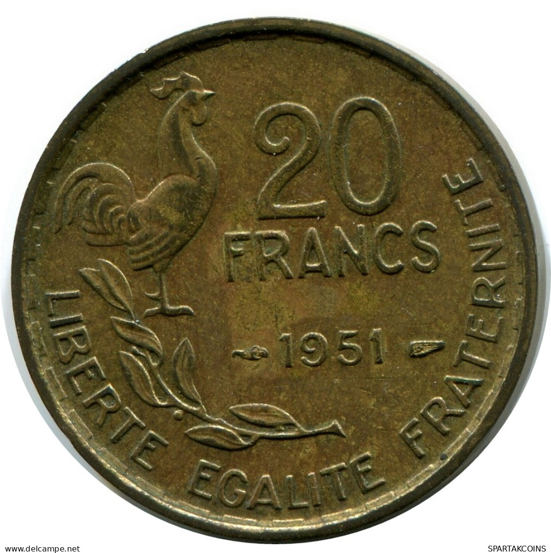 20 FRANCS 1951 FRANCIA FRANCE Moneda #AX878.E - 20 Francs