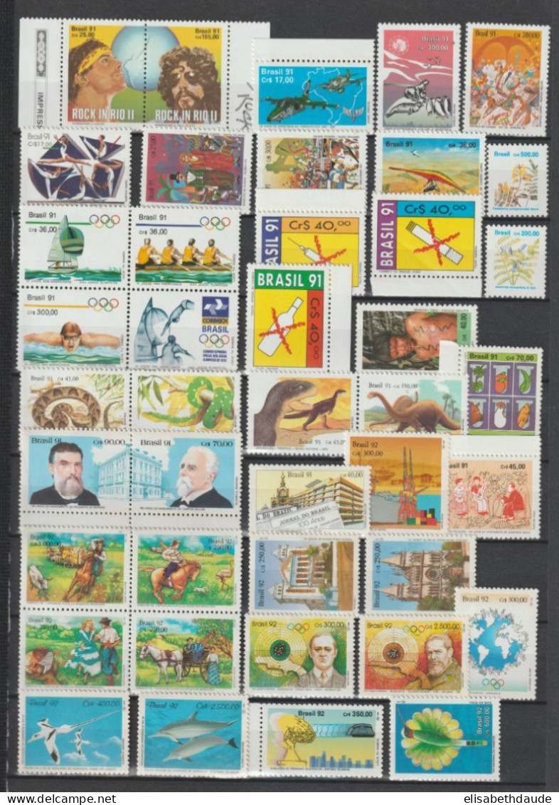 BRESIL - 1991/1995 - COLLECTION 3 PAGES ** MNH - COTE YVERT = 132.5 EUR. - - Collections, Lots & Séries