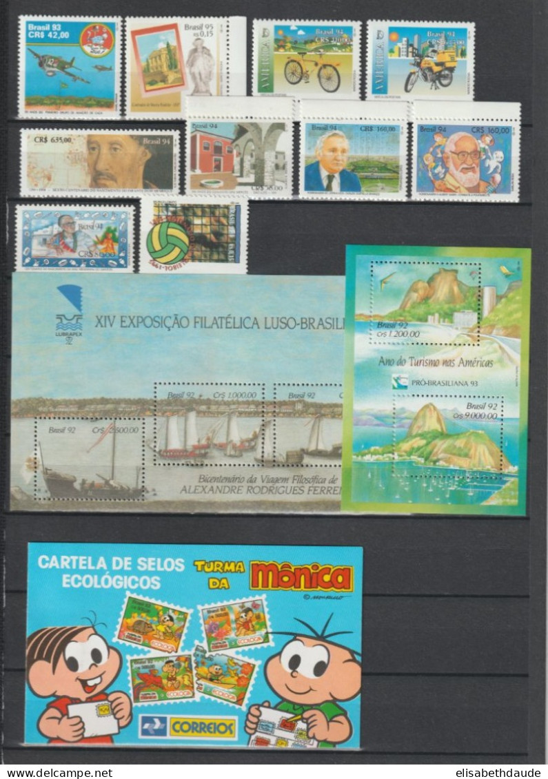 BRESIL - 1991/1995 - COLLECTION 3 PAGES ** MNH - COTE YVERT = 132.5 EUR. - - Colecciones & Series