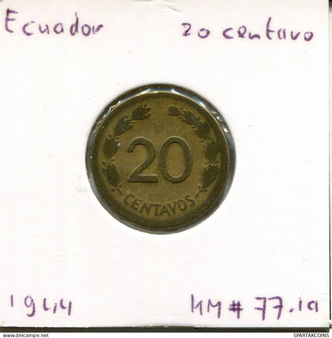 20 CENTAVOS 1944 ECUADOR Moneda #AR330.E - Ecuador