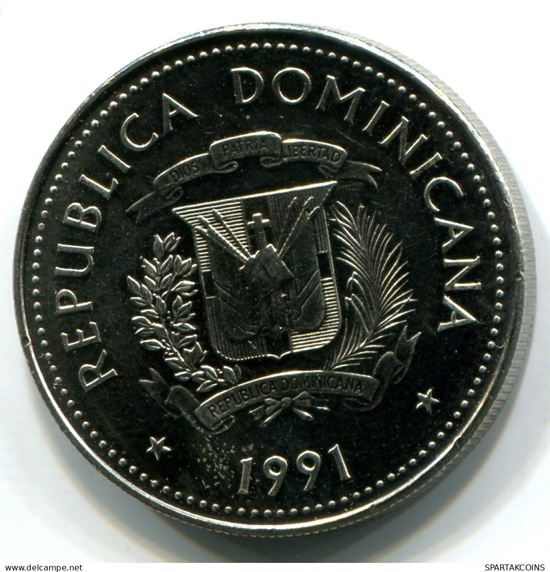25 CENTAVOS 1991 REPÚBLICA DOMINICANA REPUBLICA DOMINICANA UNC Moneda #W11157.E - Dominicaine