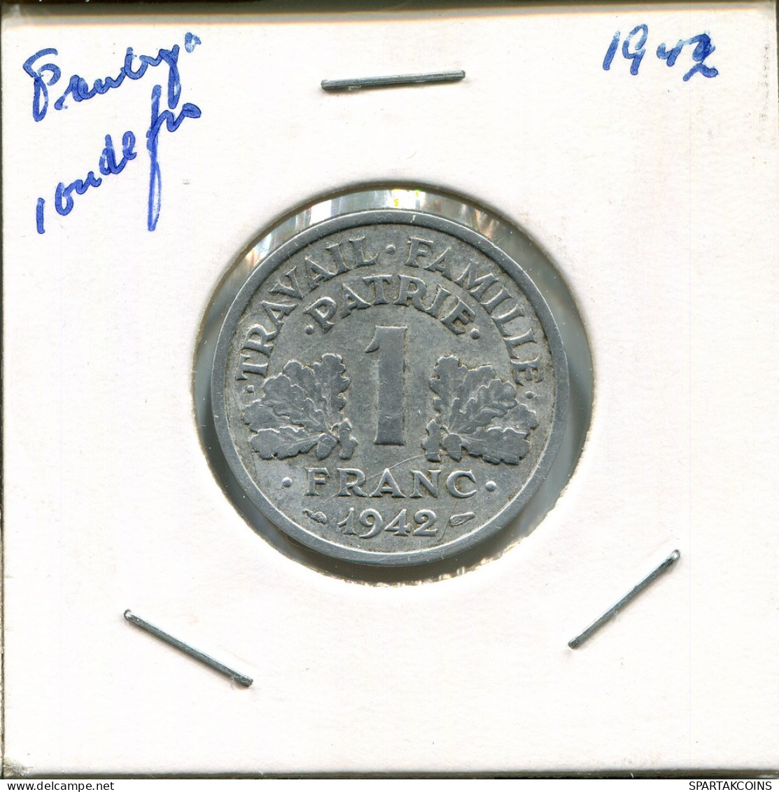 1 FRANC 1942 (Heavy Type) FRANCE Coin French Coin #AN934 - 1 Franc