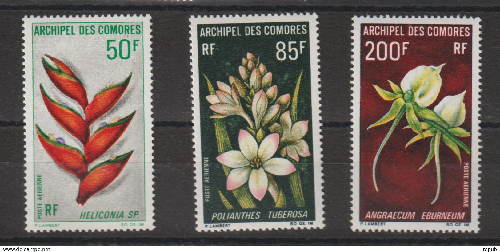 Comores 1969 Fleurs PA 26-28, 3 Val ** MNH - Luftpost