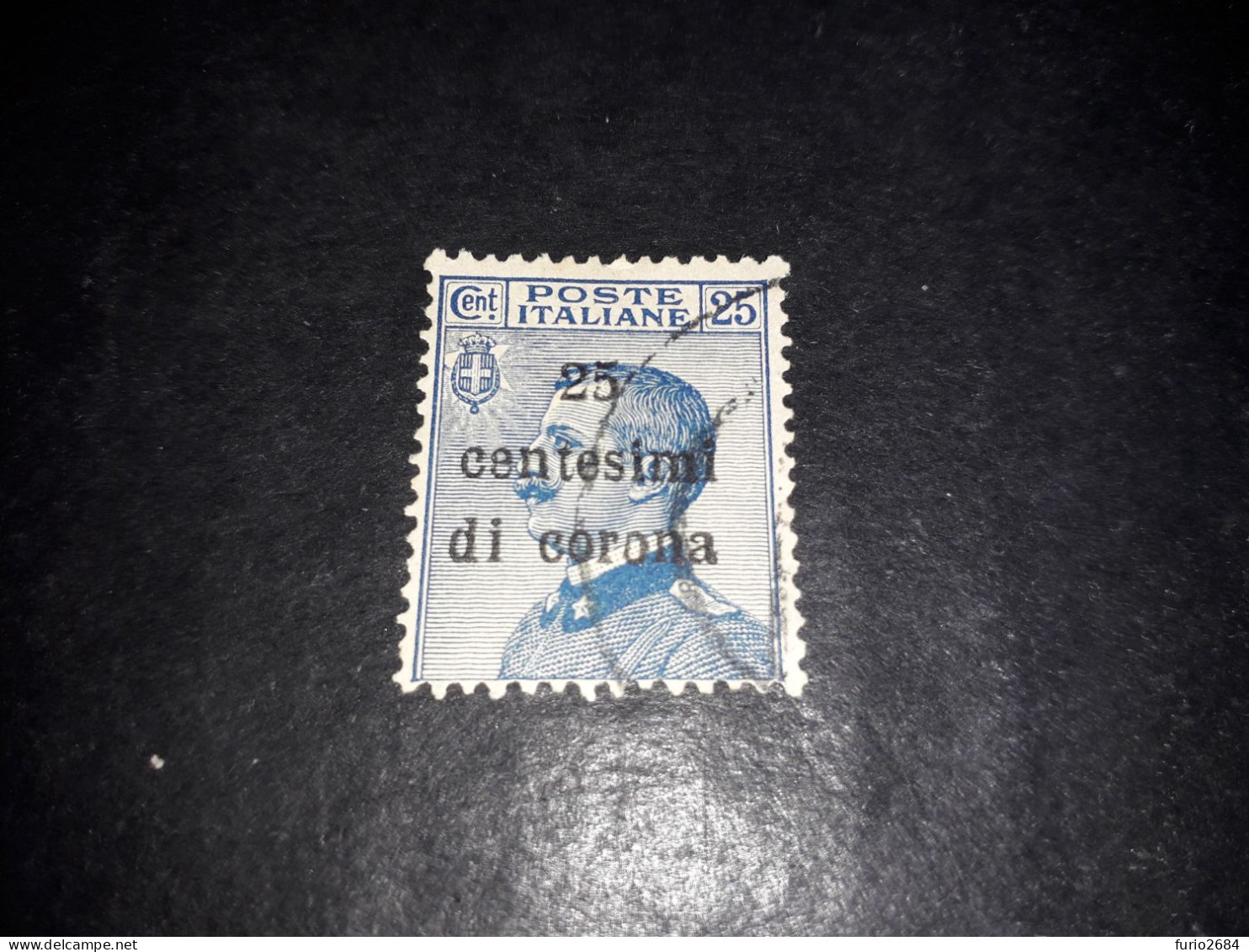 05AL35 UFFICI POSTALI ALL'ESTERO EMISSIONI GENERALI 1919 25 CENT. SU 25 "O" - General Issues