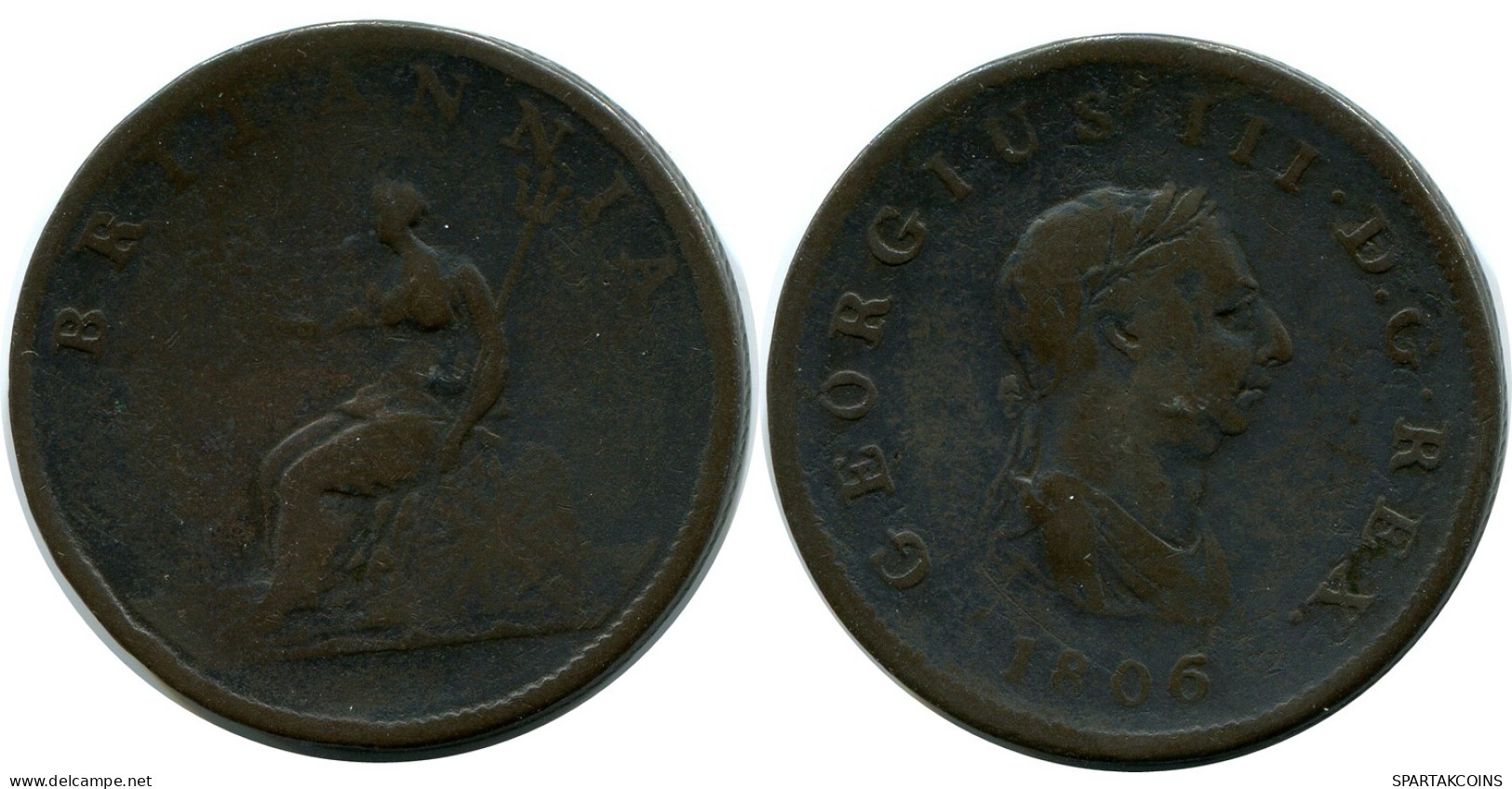 FARTHING 1806 UK GREAT BRITAIN Coin #AZ854.U - A. 1 Farthing
