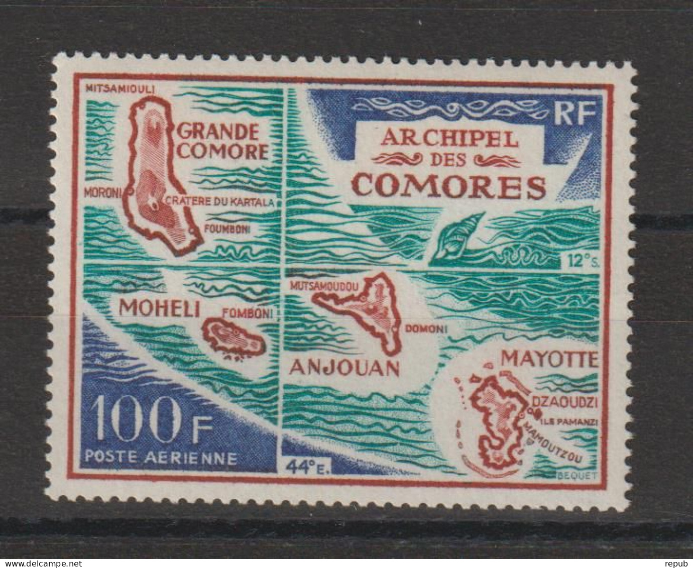 Comores 1971 Carte De L'archipel PA 36, 1 Val ** MNH - Poste Aérienne