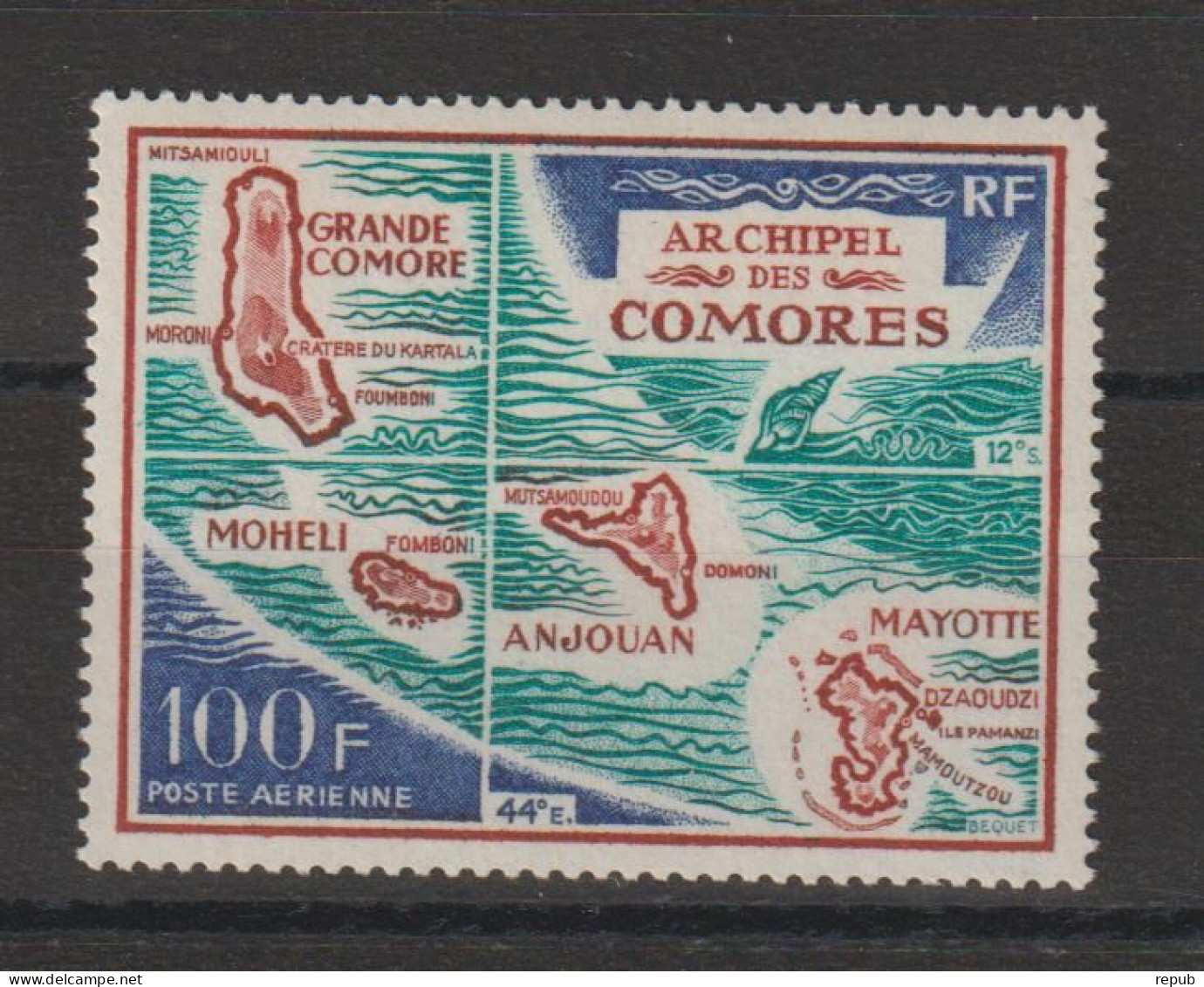 Comores 1971 Carte De L'archipel PA 36, 1 Val ** MNH - Airmail