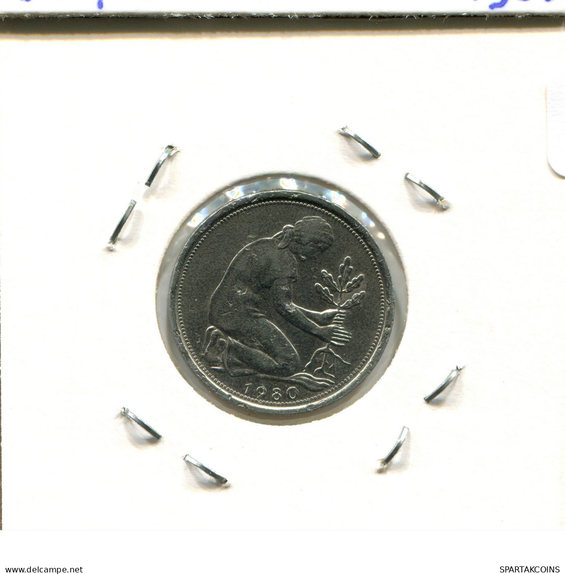 50 PFENNIG 1980 F WEST & UNIFIED GERMANY Coin #DB596.U - 50 Pfennig