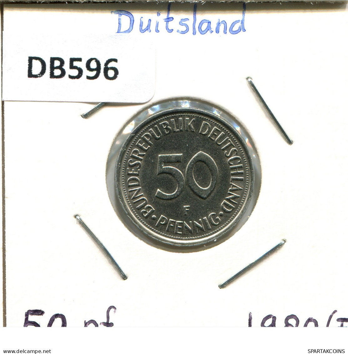50 PFENNIG 1980 F WEST & UNIFIED GERMANY Coin #DB596.U - 50 Pfennig