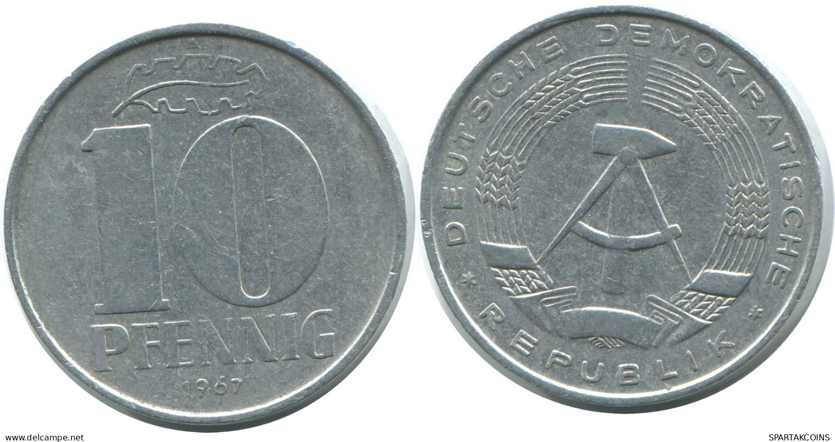 10 PFENNIG 1967 A DDR EAST DEUTSCHLAND Münze GERMANY #AE092.D - 10 Pfennig