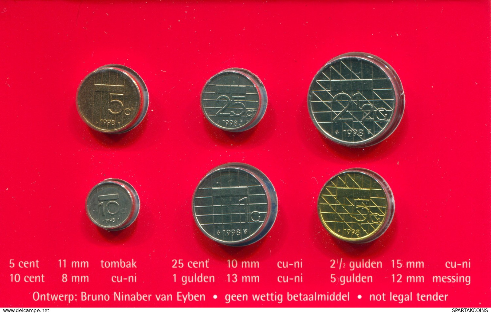 NIEDERLANDE NETHERLANDS 1998 MINI Münze SET 6 Münze RARE #SET1049.7.D - Jahressets & Polierte Platten