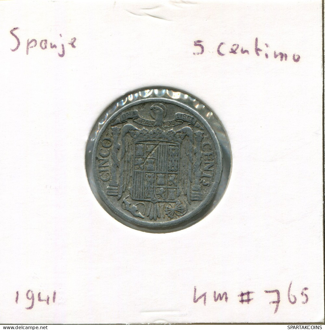 5 CENTIMOS 1941 SPAIN Coin #AR821.U - 5 Centimos