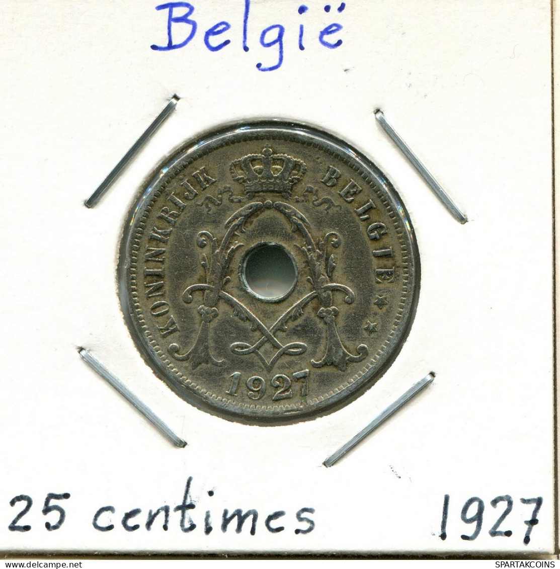 25 CENTIMES 1927 DUTCH Text BELGIEN BELGIUM Münze #BA312.D - 25 Cent