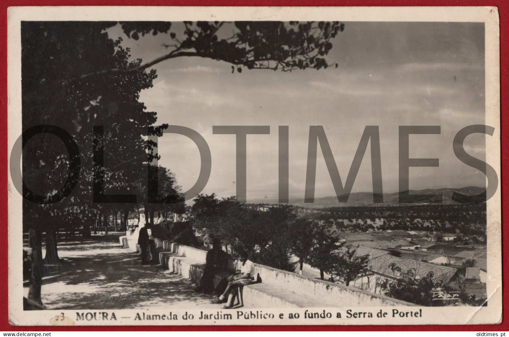 PORTUGAL - MOURA - ALAMEDA DO JARDIM PÚBLICO E AO FUNDO A SERRA DE PORTEL - 1950 REAL PHOTO PC - Beja