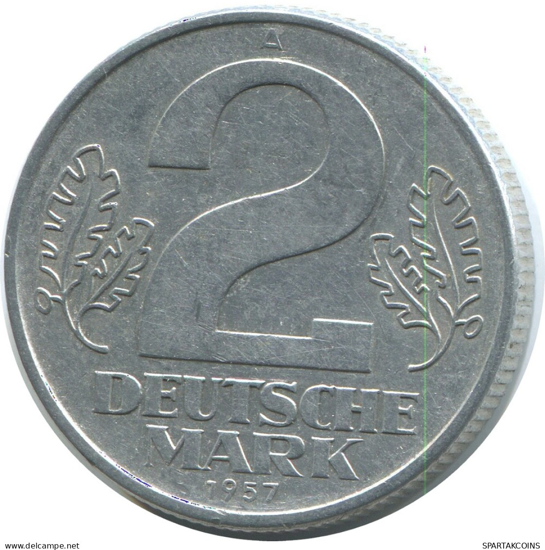 2 DM 1957 A DDR EAST GERMANY Coin #AE126.U - 2 Marcos