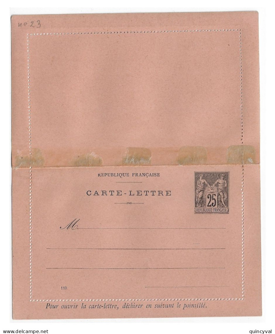 Carte Lettre 25c Sage Yv 97-CL4 Mill 110 Storch L7a  Charnières Au Dos - Letter Cards