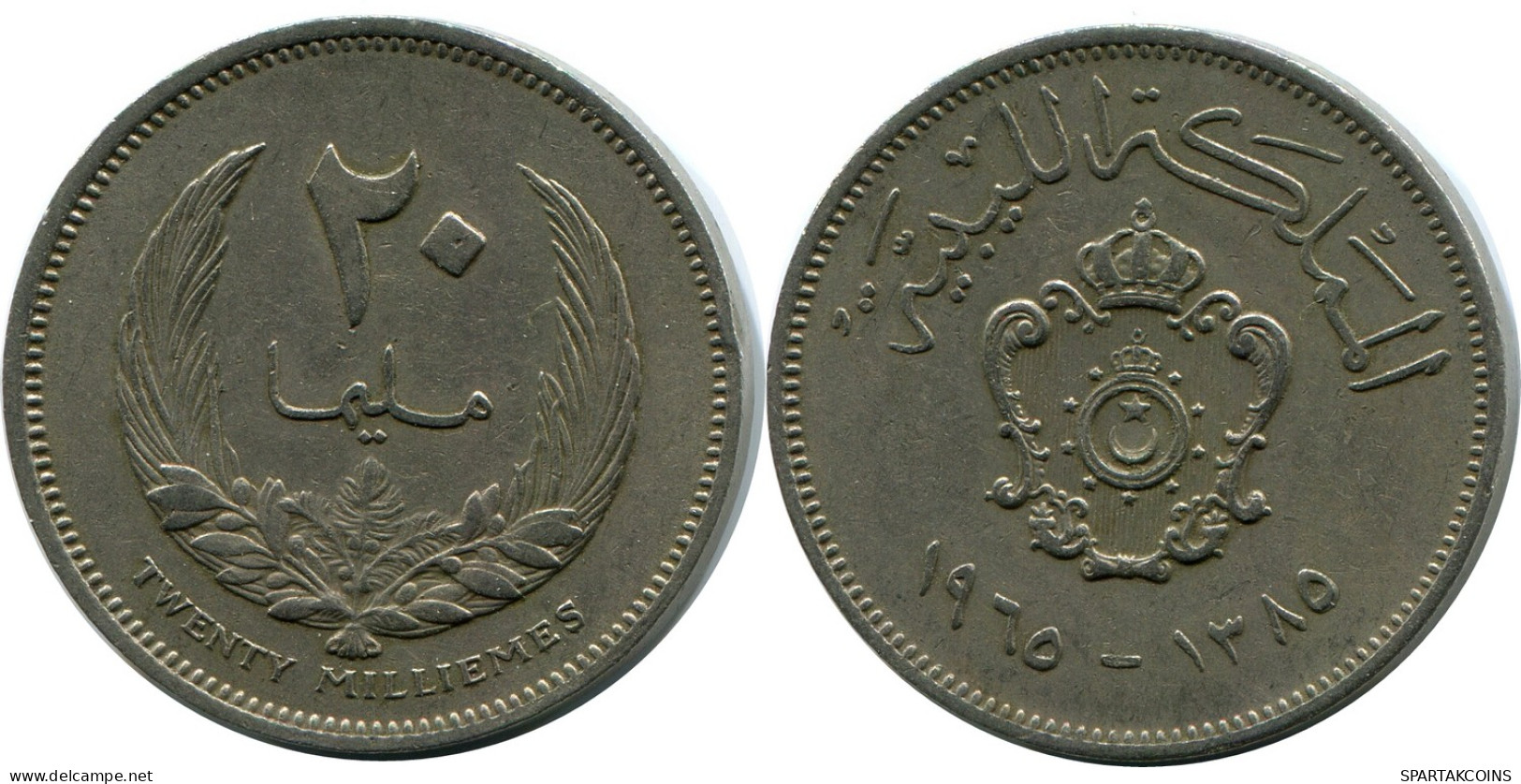 20 MILLIEMES 1965 LIBYE LIBYA Islamique Pièce #AK277.F - Libye