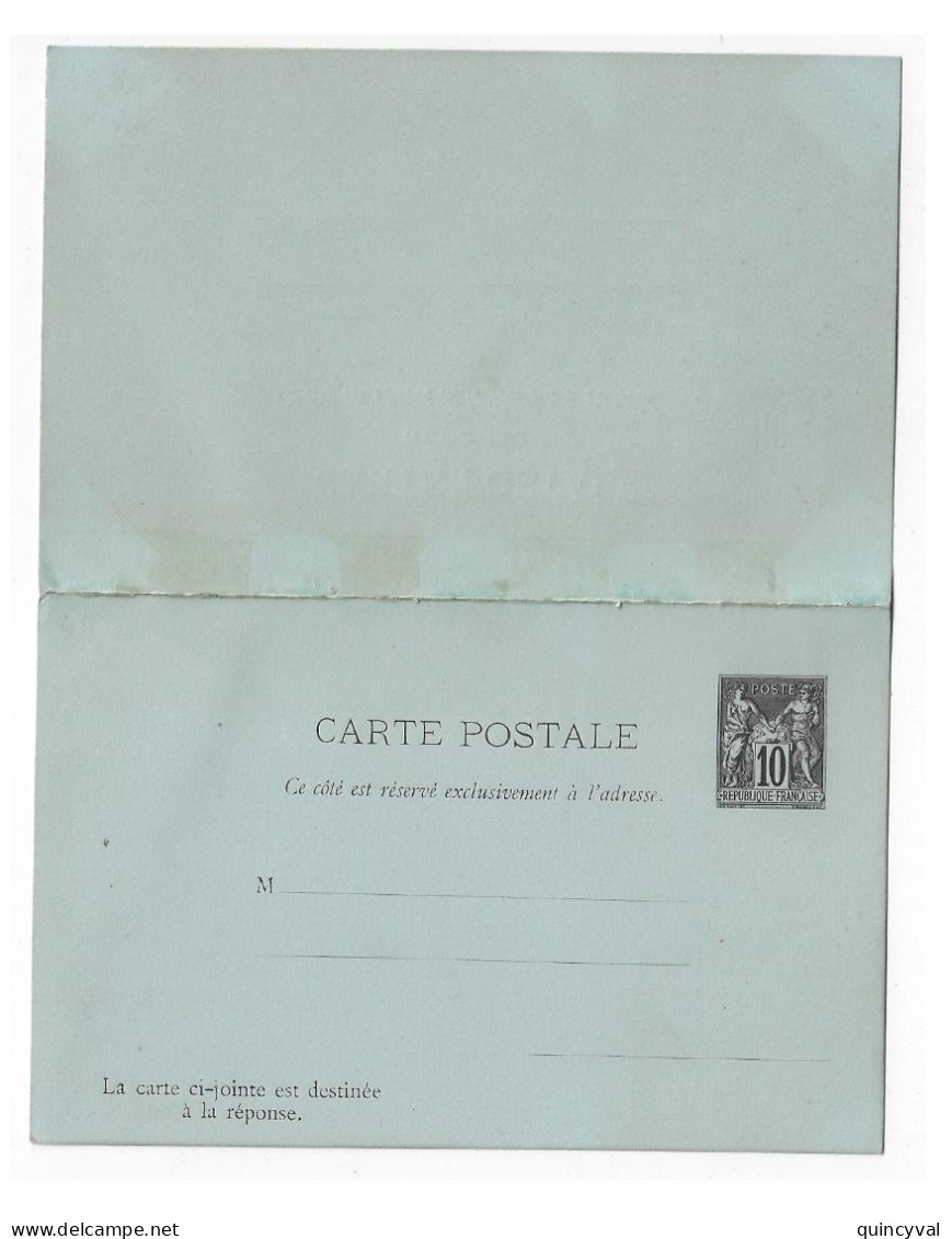 Carte Postale Avec Réponse Payée 25c Sage Yv 89-CPRP1 110 Storch G39 Traces Charnières Au Dos - Cartoline-lettere