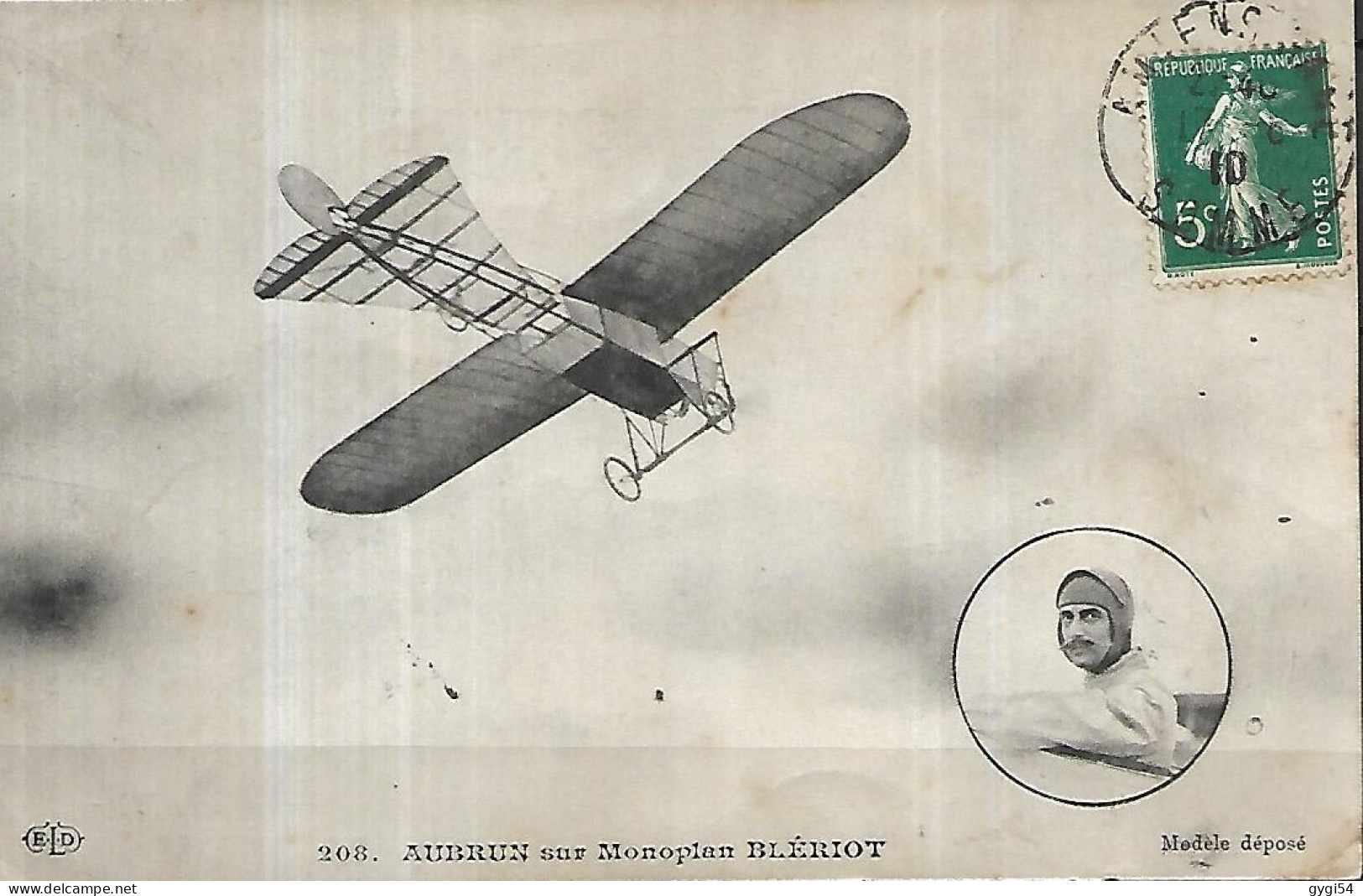 Aubrun  Sur Monoplan Blériot - Aviateurs