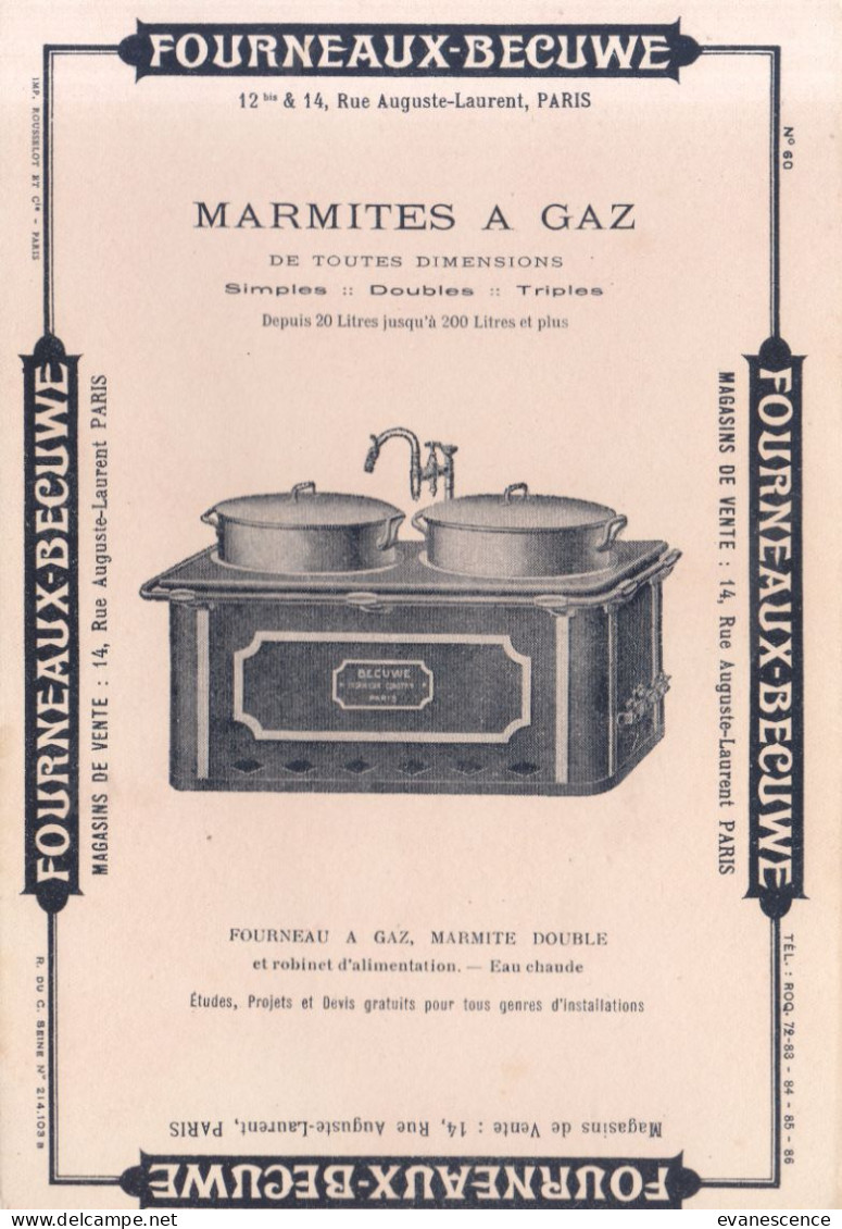 Buvard :   Gérard  Bécuwe  :  Marmites à Gaz    ///  Réf.  Mai. 23 - Elektrizität & Gas